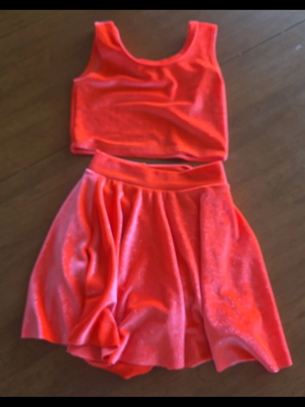 WRK Bright Velevt Coral Two-Piece Tank Top & Skirt